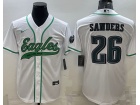 Philadelphia Eagles #26 Miles Sanders White Baseball Jersey