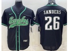 Philadelphia Eagles #26 Miles Sanders Black Baseball Jersey