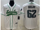 Philadelphia Eagles #62 Jason Kelce White Baseball Jersey