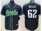 Philadelphia Eagles #62 Jason Kelce Black Baseball Jersey