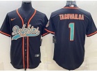 Miami Dolphins #1 Tua Tagovailoa Black Baseball Jersey