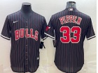 Chicago Bulls #33 Scottie Pippen Black Pinstrip Baseball Jersey