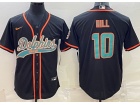 Miami Dolphins #10 Tyreek Hill Black Baseball Jersey