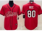 San Francisco 49ers #80 Jerry Rice Red Color Rush Baseball Jersey