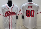 San Francisco 49ers #80 Jerry Rice White Color Rush Baseball Jersey