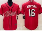 San Francisco 49ers #16 Joe Montana Red Color Rush Baseball Jersey