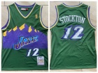 Utah Jazz #12 John Stockton Green Throwback Jersey