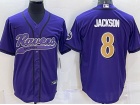 Baltimore Ravens #8 Lamar Jackson Purple Color Rush Baseball Jersey