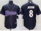 Baltimore Ravens #8 Lamar Jackson Black Baseball Jersey