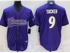 Baltimore Ravens #9 Justin Tucker Purple Baseball Jersey