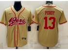 San Francisco 49ers #13 Brock Purdy Yellow Baseball Jersey