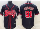 Chicago Bulls #91 Dennis Rodman Black Baseball Jersey