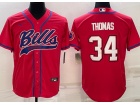 Buffalo Bills #34 Thurman Thomas Red Baseball Jersey