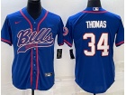 Buffalo Bills #34 Thurman Thomas Blue Baseball Jersey