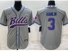 Buffalo Bills #3 Damar Hamlin Grey Baseball Jersey