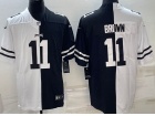 Philadelphia Eagles #11 Aj Brown Black White Splite Jersey