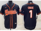 Cincinnati Bengals #1 Ja’Marr Chase Black Baseball Jersey