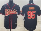 Kansas City Chiefs #95 Chris Jones Black Baseball Jersey