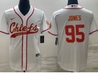 Kansas City Chiefs #95 Chris Jones White Baseball Jersey