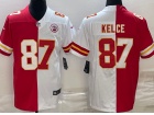 Kansas City Chiefs #87 Travis Kelce Red White Spilt Jerseys