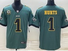 Philadelphia Eagles #1 Jalen Hurts Green With Golden Name Limited Jersey