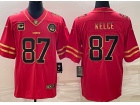 Kansas City Chiefs #87 Travis Kelce Red With Golden Name Limited Jersey