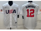 Team USA #12 Kyle Schwarber White Jersey