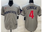 Nike Minnesota Twins #4 Carlos Correa Grey With Strips Cool Base Jersey