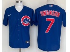 Nike Chicago Cubs #7 Dansby Swanson Blue Cool Base Jersey