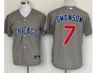 Nike Chicago Cubs #7 Dansby Swanson Grey Chicago Cool Base Jersey