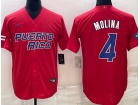 Puerto Rico #4 Yadier Molina Red Jersey