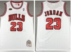 Chicago Bulls #23 Michael Jordan White Throwback With Finlas Pacth Jersey