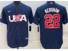 Team USA #22 Clayton Kershaw Blue Jersey