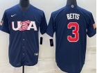 Team USA #3 Mookie Betts Blue Jersey