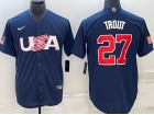 Team USA #27 Mike Trout Blue Jersey