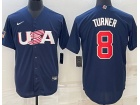 Team USA #8 Justin Turner Blue Jersey