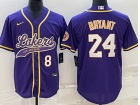 Los Angeles Lakers #8/24 Kobe Bryant Purple Baseball Jersey