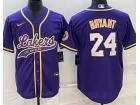 Los Angeles Lakers #24 Kobe Bryant Purple Baseball Jersey