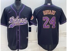 Los Angeles Lakers #24 Kobe Bryant Black Baseball Jersey