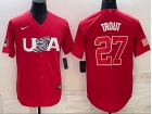 Team USA #27 Mike Trout Red Jersey