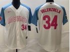 Mexico #34 Fernando Valenzuela White With Blue Sleeves Jersey