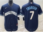 Nike Chicago Cubs #7 Dansby Swanson Blue City Cool Base Jersey