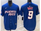 Puerto Rico #9 Javier Baez Blue Jersey