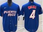 Puerto Rico #4 Yadier Molina Blue Jersey