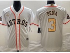 Houston Astros #3 Jeremy Pena White Gold 2023 Champion Cool Base Jersey