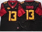 Florida State Seminoles #13 Jordan Travis Black with Red Sleeves Limited Jersey