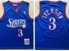 Philadelphia 76ers #3 Allen Iverson Blue Throwback Jersey