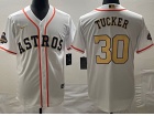 Nike Houston Astros #30 Kyle Tucker White Gold 2023 Champion Cool Base Jersey