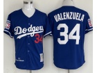 Los Angeles Dodgers #34 Fernando Valenzuela Blue Throwback Jersey