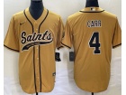 New Orleans Saints #4 Derek Carr Gold Baseball Jersey